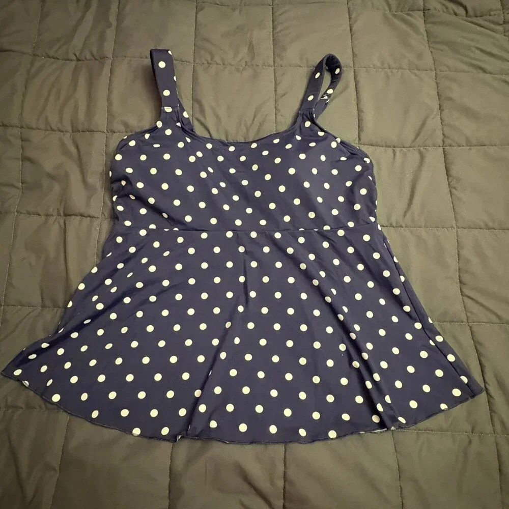 Lands' End Flutter Scoop Neck Tankini Top - Size: Large - NWT